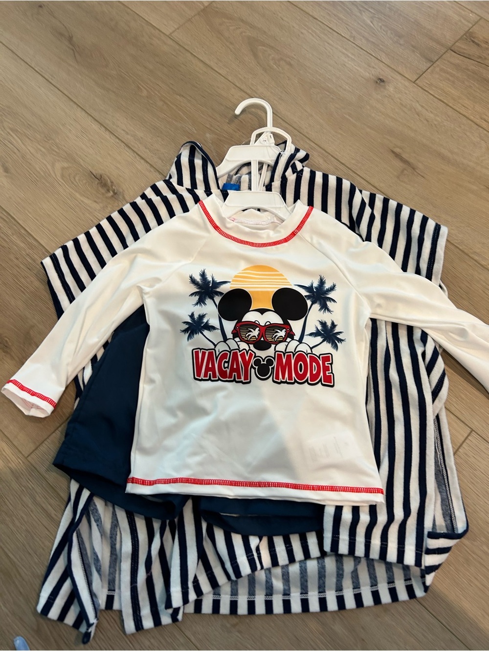 Disney Mickey Mouse 3 Piece Boys Swim Set 'Vacay Mode' Size 2T Rashguard, Shorts